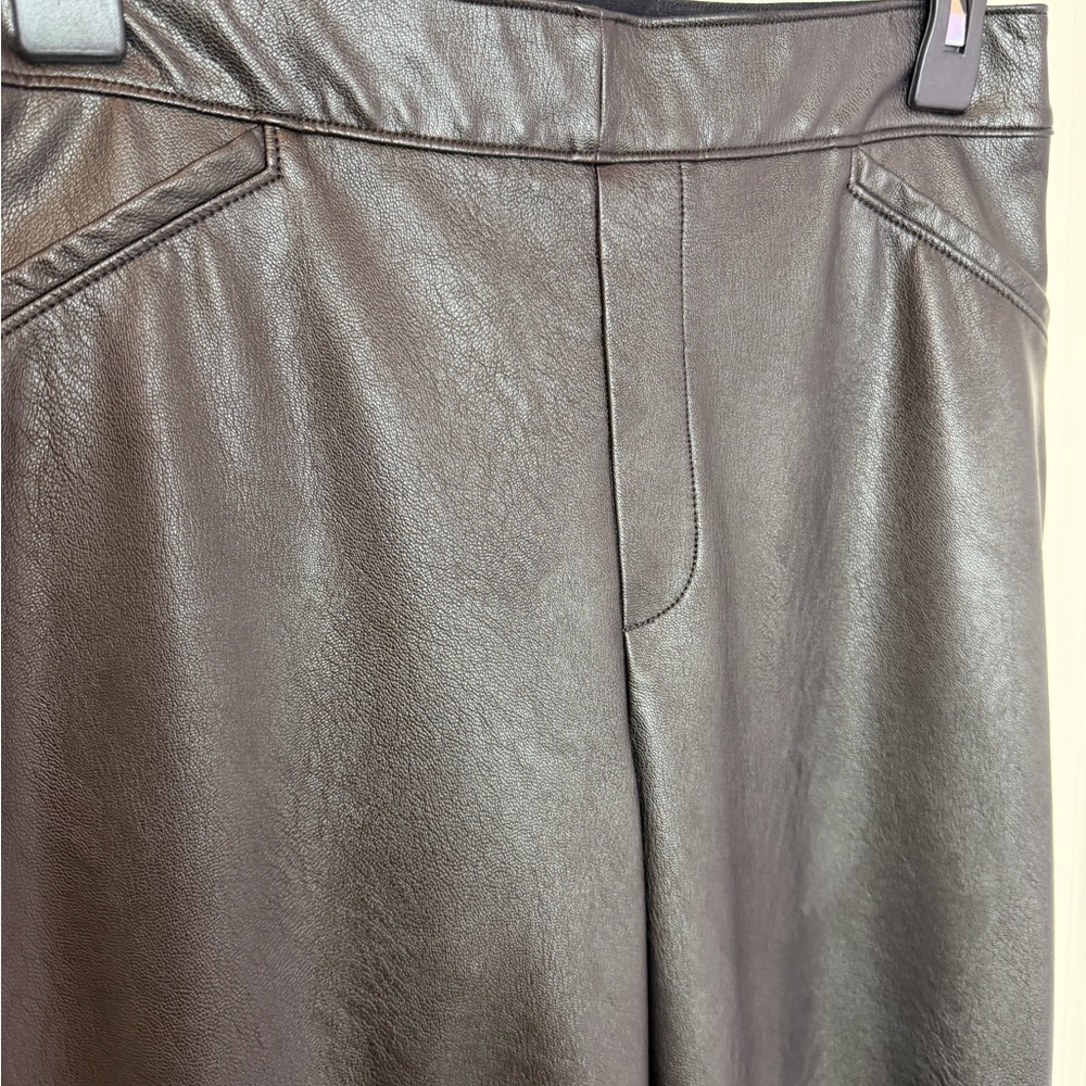 Spanx Leather Like Flare Pants Luxe Black Pull On Women’s Sz L - Picture 5 of 16